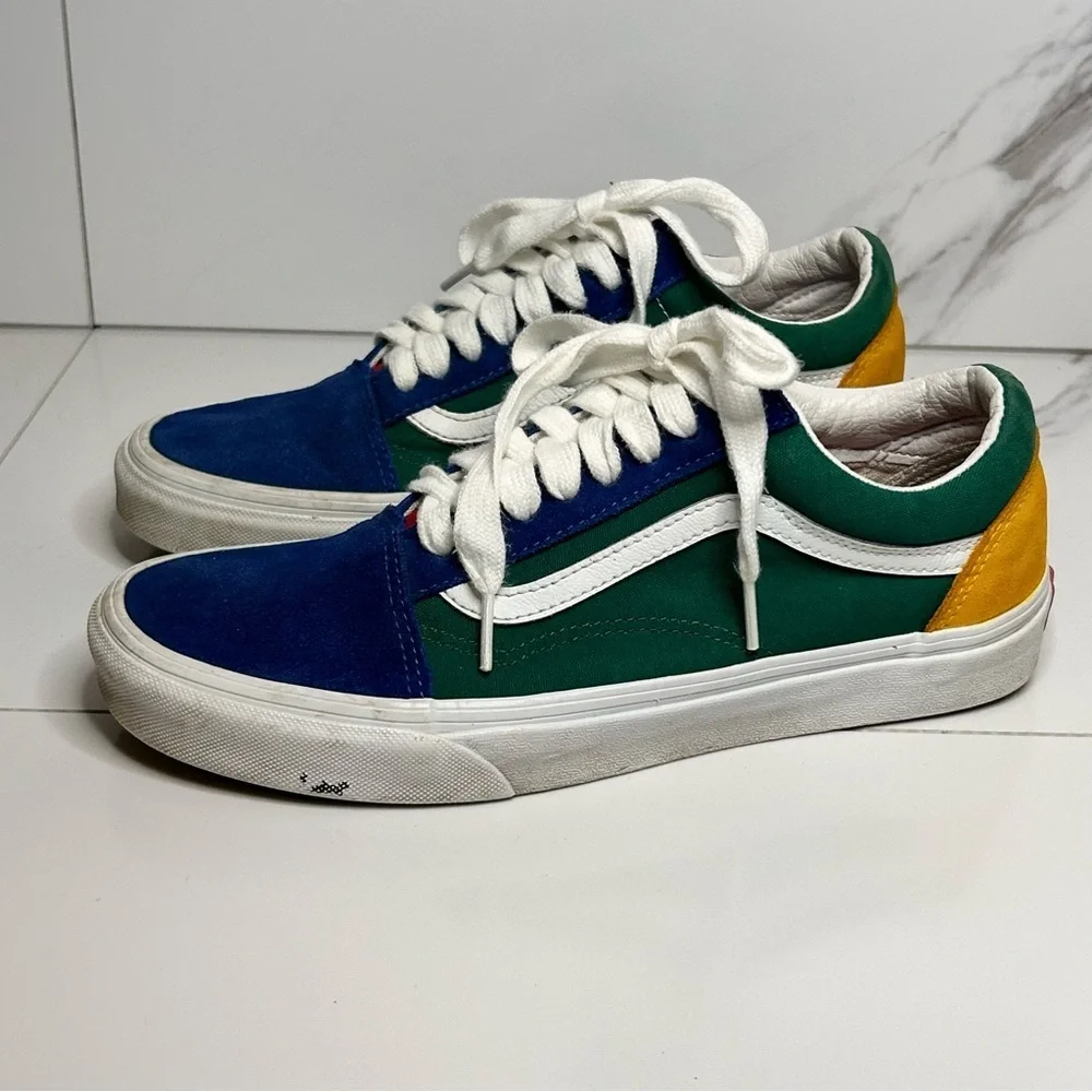 Vans Old Skool Yacht Club Blue Yellow Red and Green Sneakers Size 8